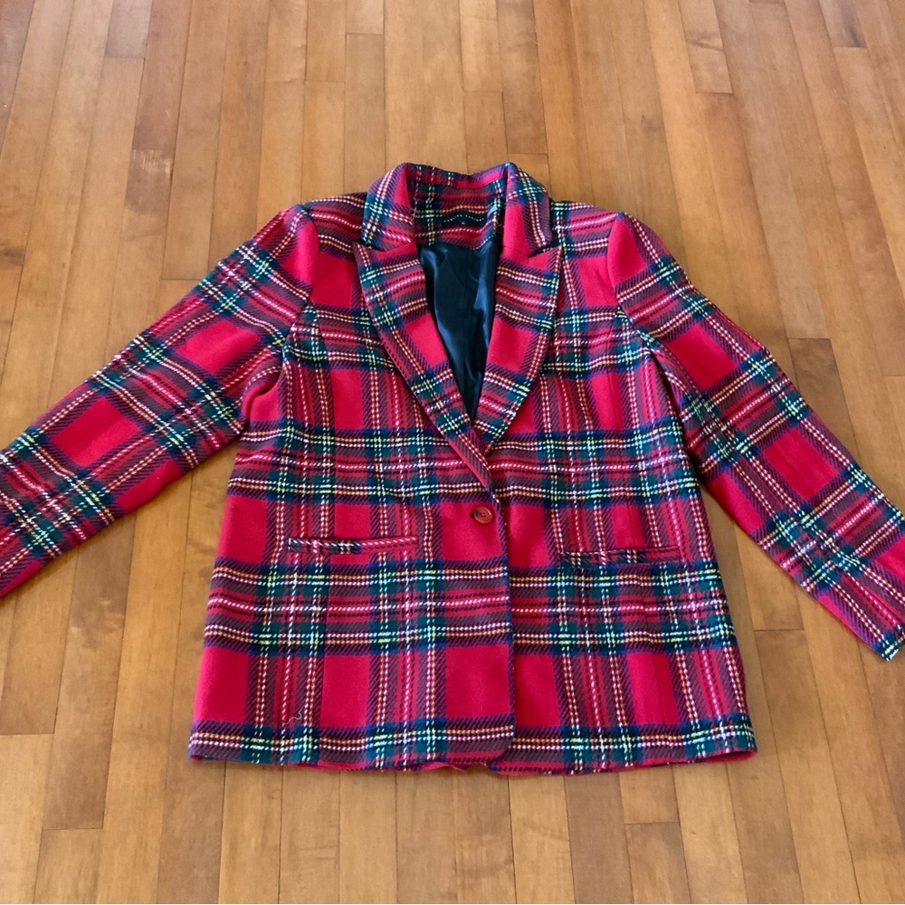 English Factory Red Plaid Blazer - Picture 5 of 10